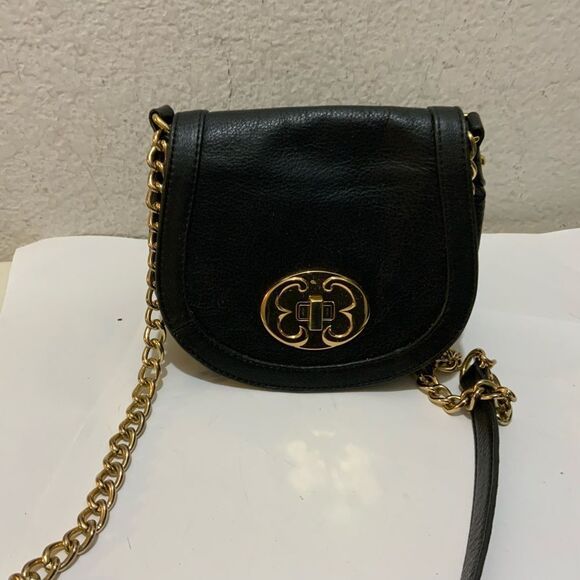 Emma Fox Leather crossbody bag gold chain strap accent - Picture 2 of 9
